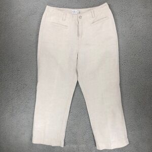 Calvin Klein Jeans Womens Size 6 Oatmeal Linen Cotton Blend Straight Leg Pants